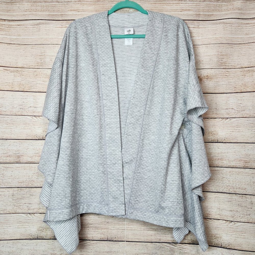 Cabi Women's Sweater Size M/L Gray White Open Front Circle Cardigan